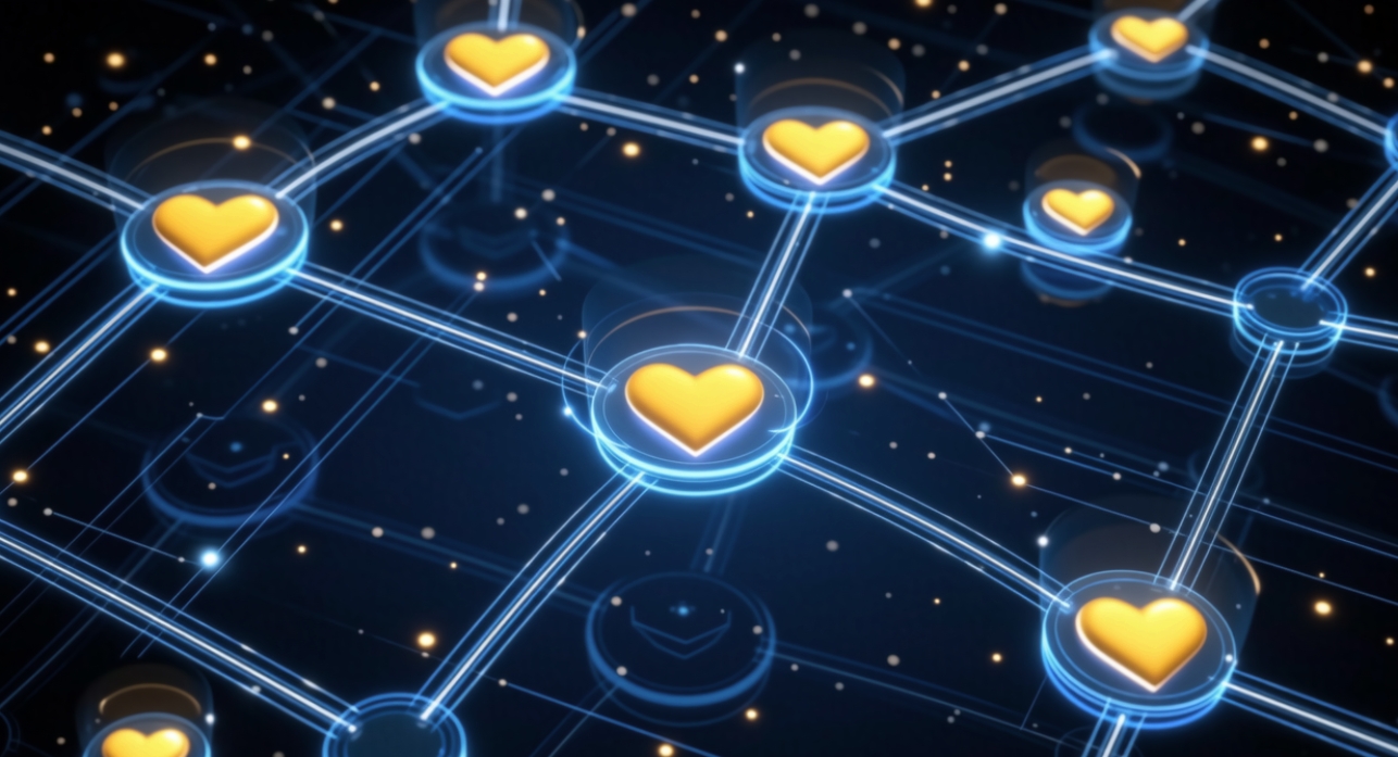 Visualization of digital filters catching heart icons