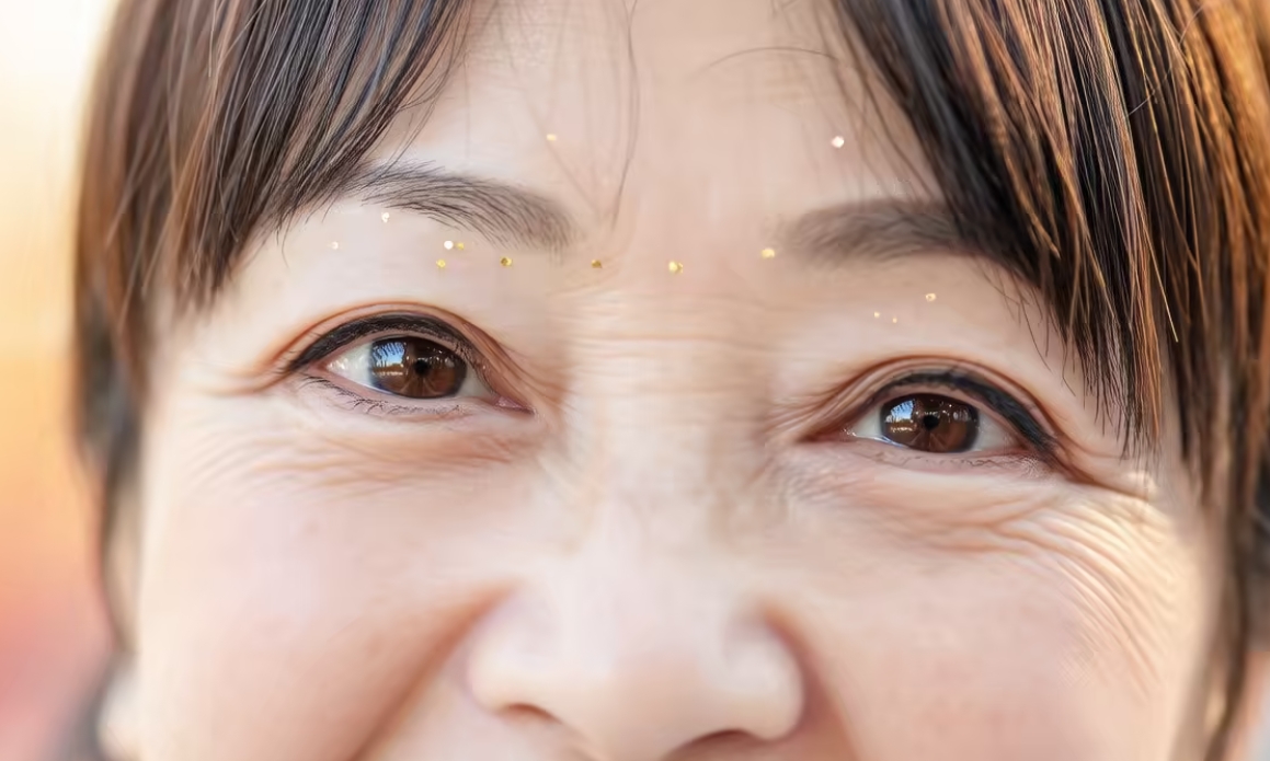 Close-up of a person's eyes with a warm, welcoming gaze